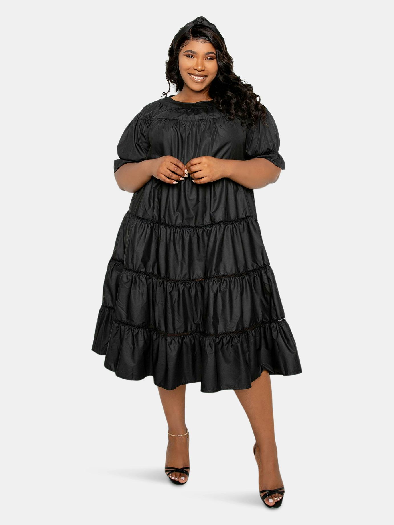 Tiered Poplin Dress: image 1