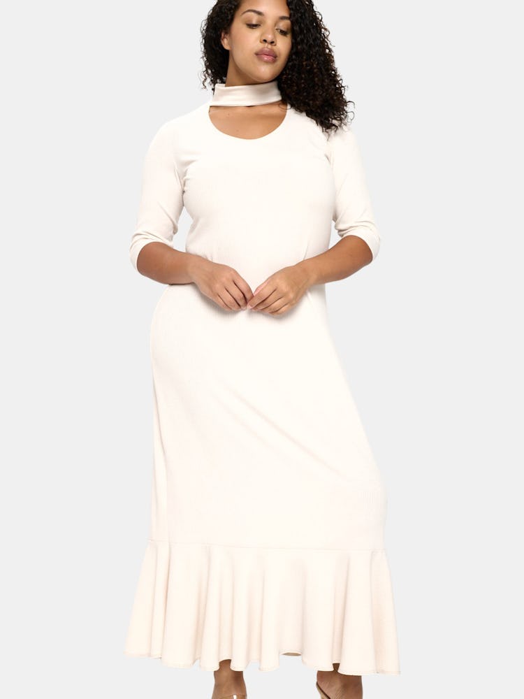 Turtle Neck Cutout Rib Dress: additional image