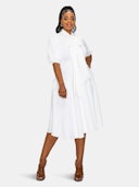 Short Sleeve Scuba Flare Dress w/ Pockets: additional image