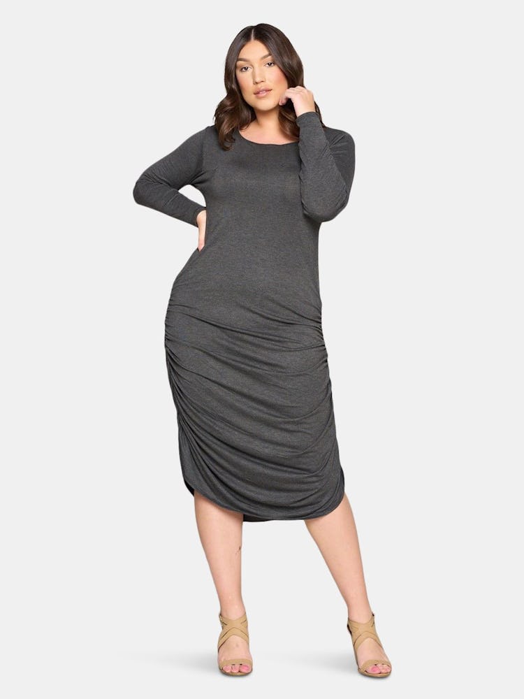 Side Ruched Midi Dress: additional image