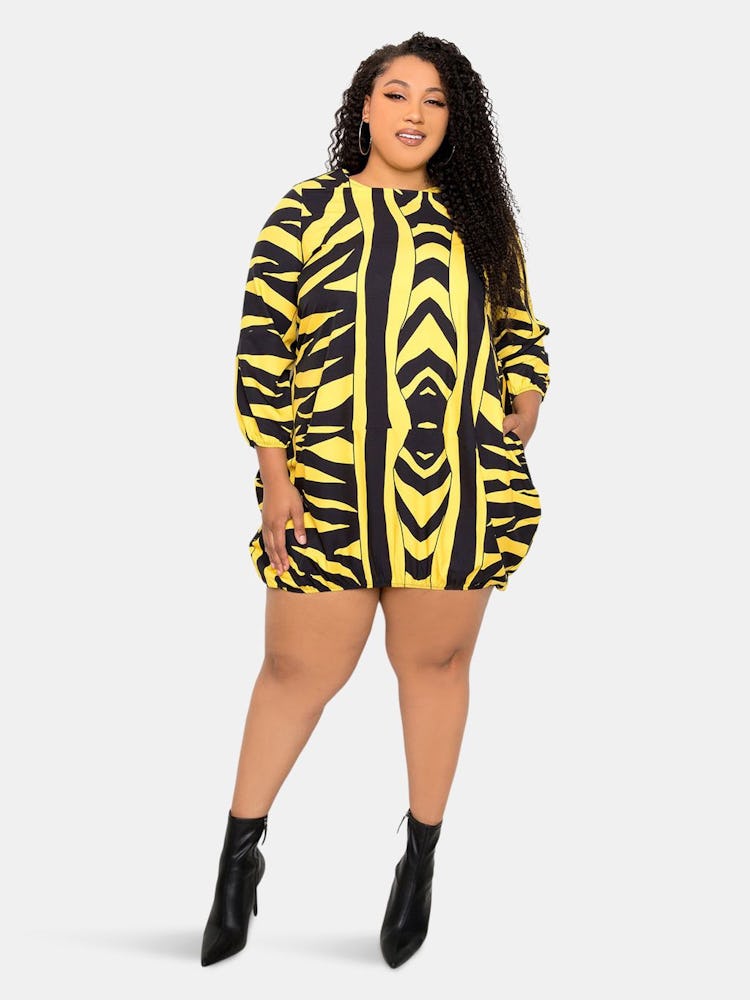 Animal Print Bubbled Mini Dress: image 1