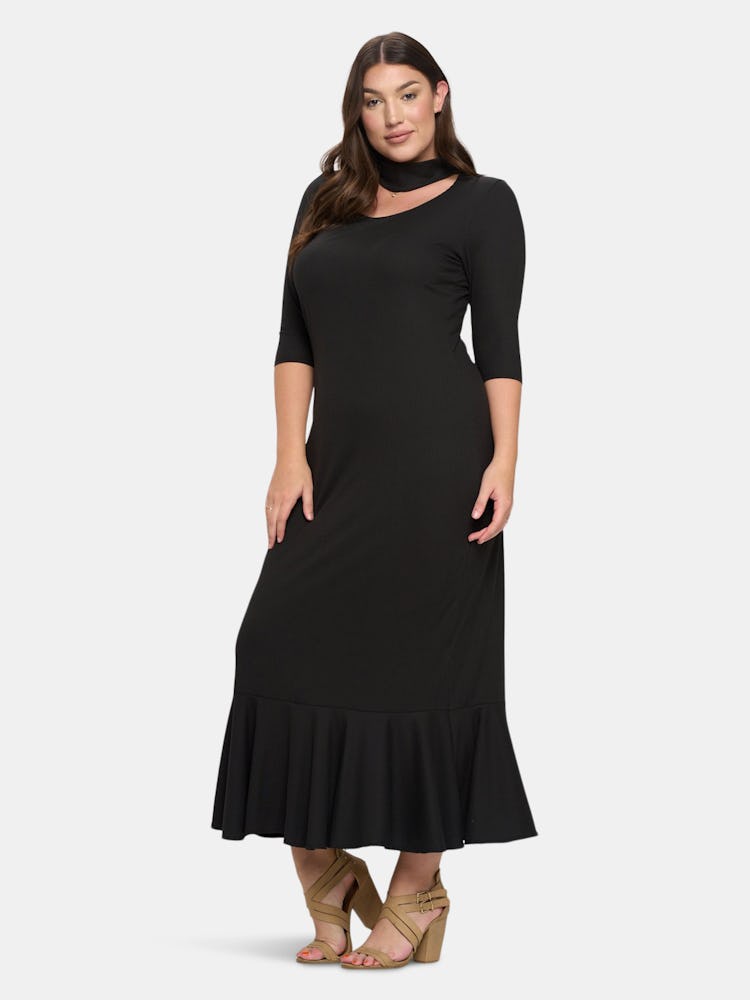 Turtle Neck Cutout Rib Dress: additional image