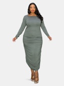 Side Ruched Midi Dress: additional image