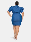 Denim Mini Dress with Shoulder Accent: additional image