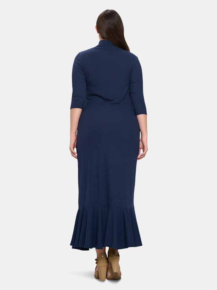 Turtle Neck Cutout Rib Dress: additional image