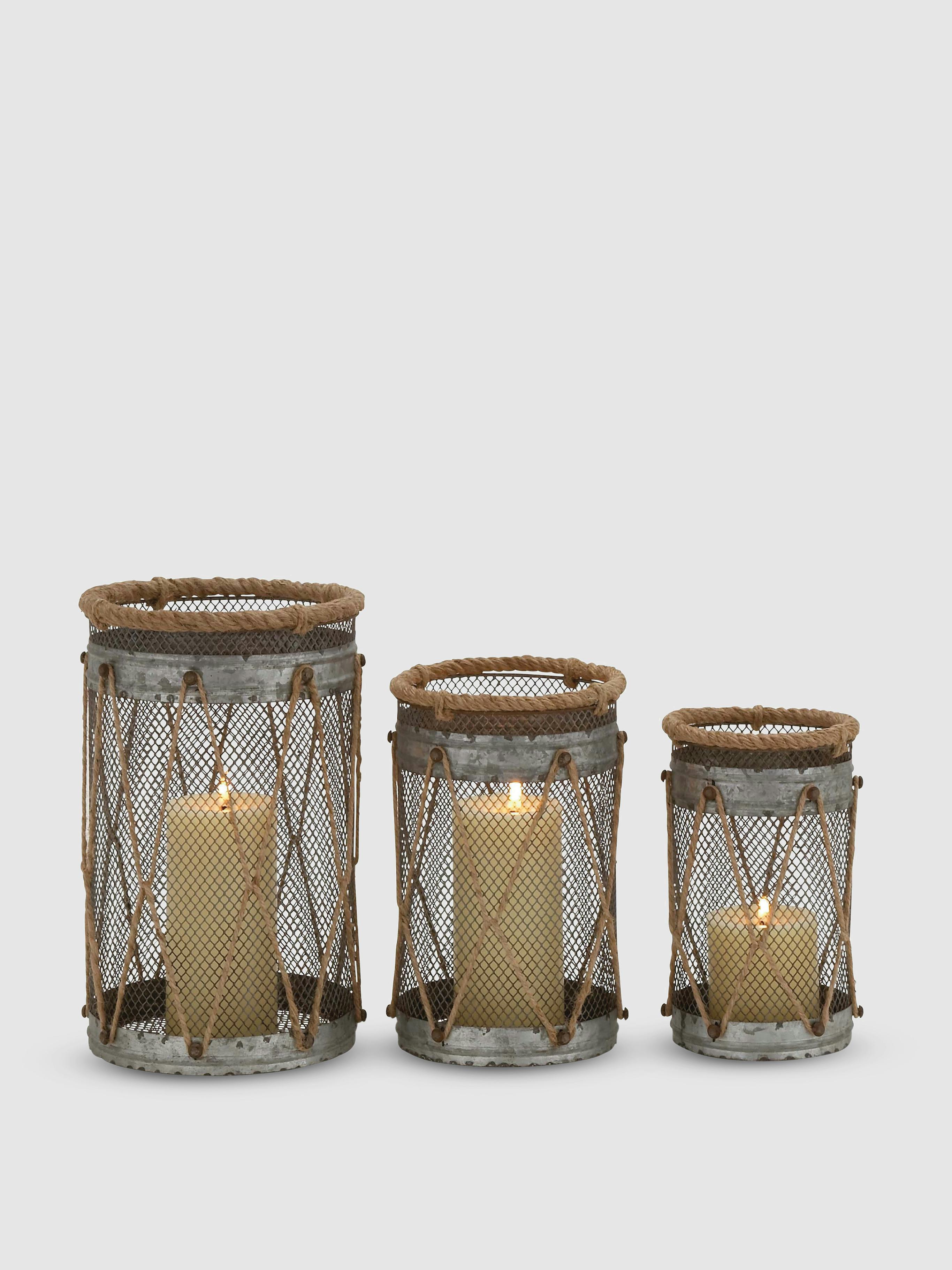 Rustic Rope Candle Lanterns, Set Of 3: image 1