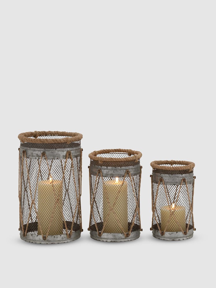 Rustic Rope Candle Lanterns, Set Of 3: image 1
