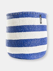 Mifuko - Medium Basket with White and Blue Stripes: image 1