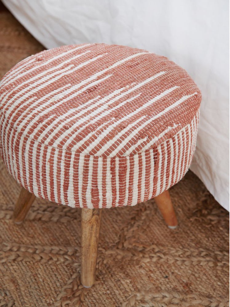 Terracotta Handwoven Striped Stool: image 1