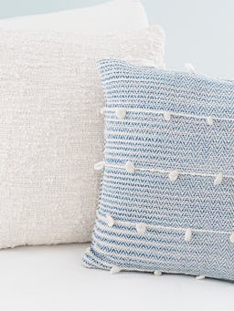 Cozy Indigo Blue Textured Stripe Pillow: additional image
