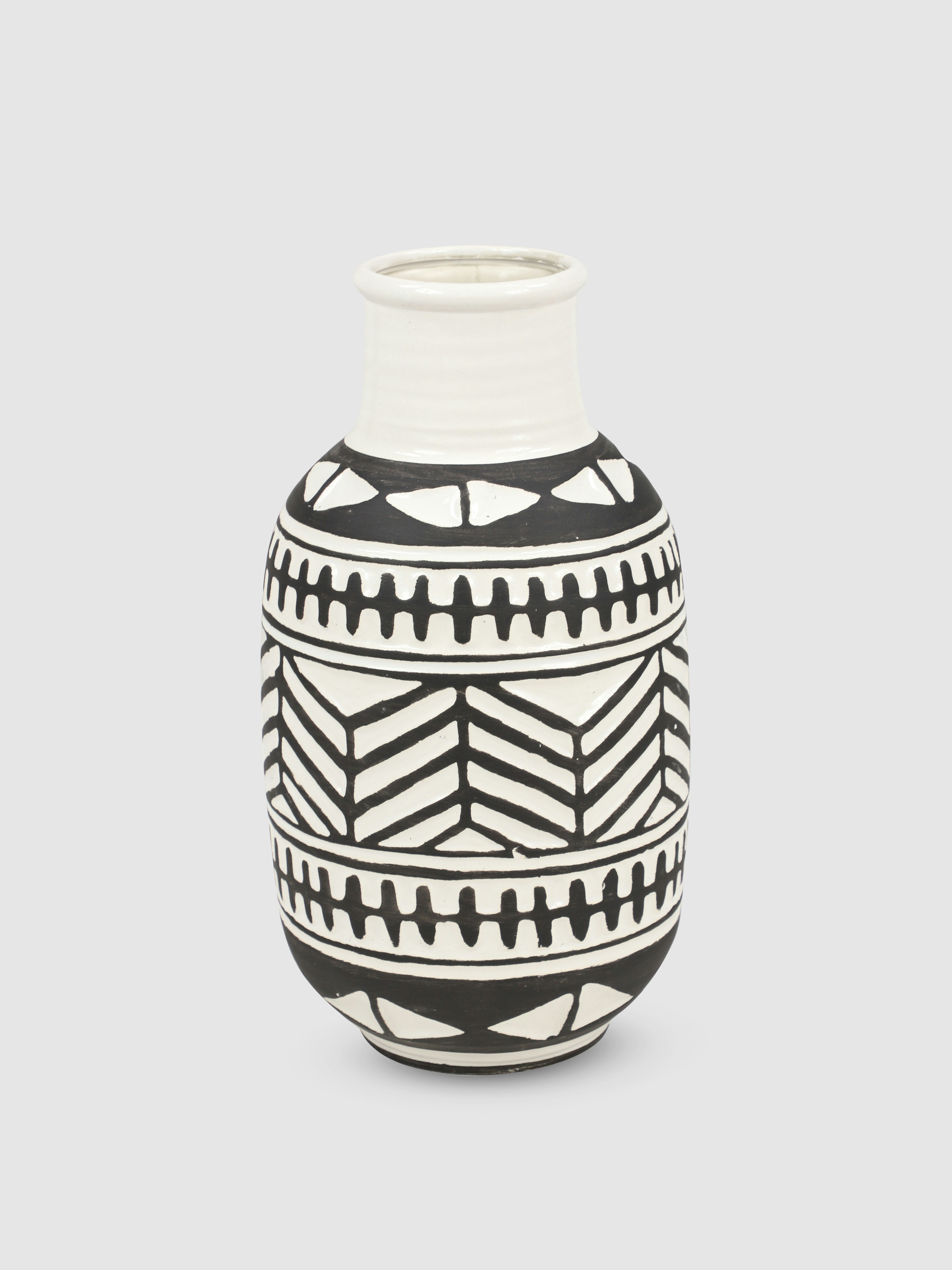 Geometric Black And White Ceramic Vase: image 1