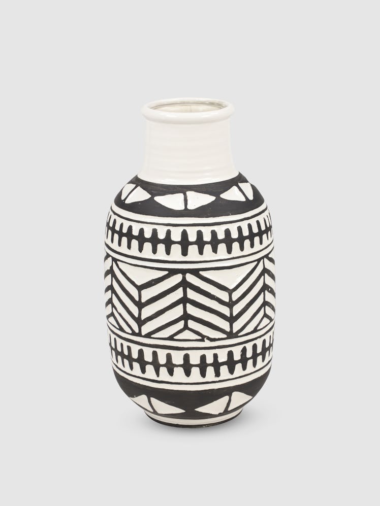 Geometric Black And White Ceramic Vase: image 1