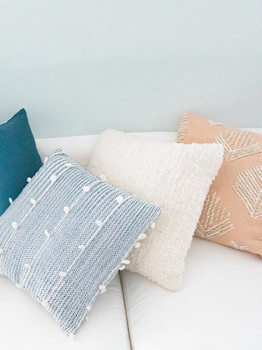 Cozy Indigo Blue Textured Stripe Pillow: additional image