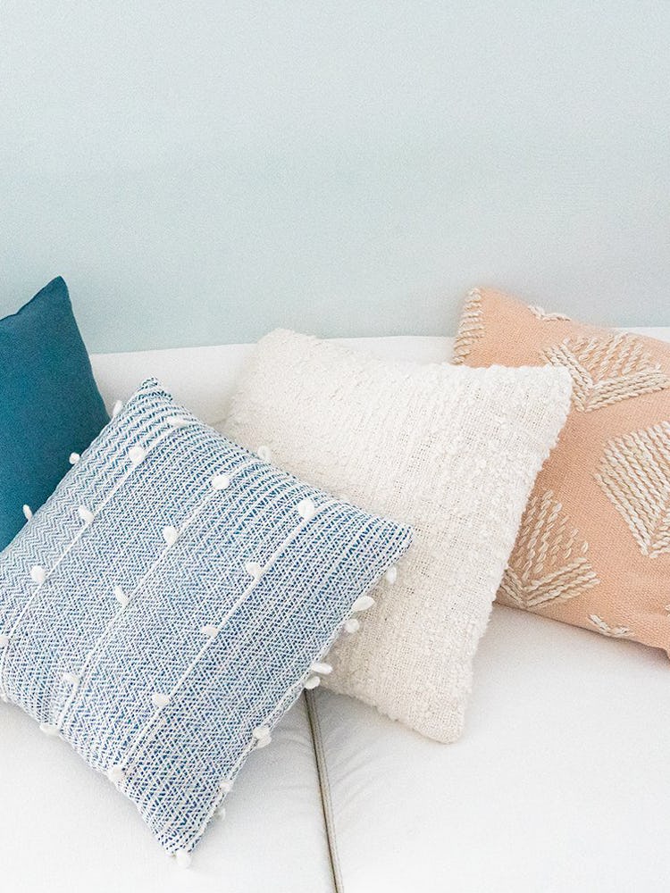 Cozy Indigo Blue Textured Stripe Pillow: additional image