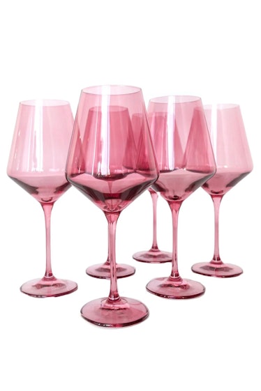 Colored Wine Stemware in Rose - Set of 6: image 1