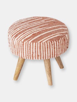 Terracotta Handwoven Striped Stool: additional image