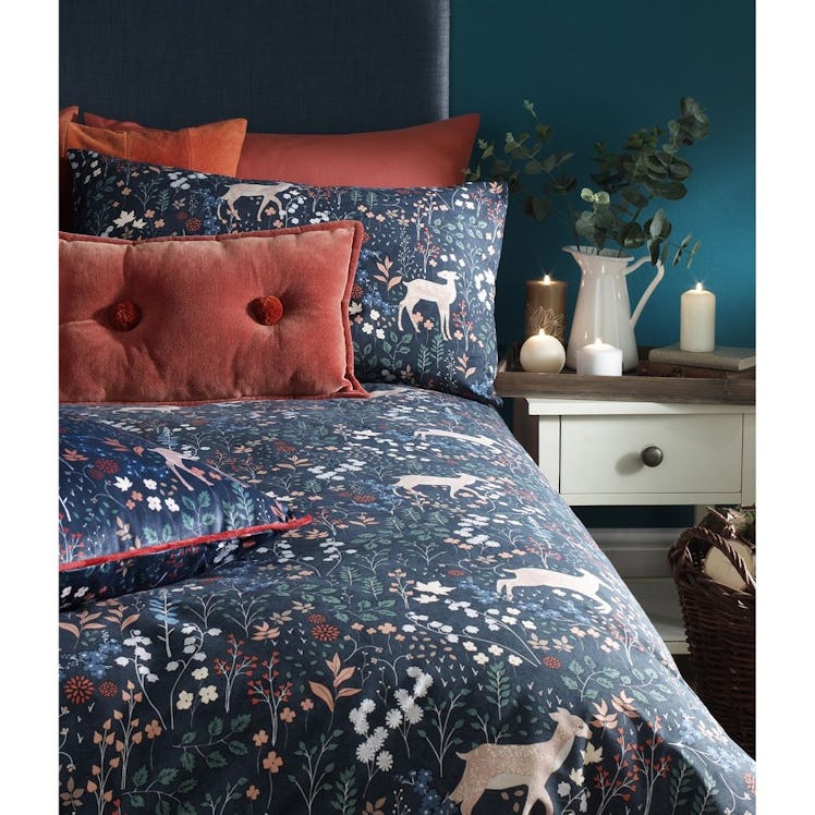 Furn Richmond Duvet Set With Woodland And Botanical Design (Midnight Blue) (Super King): image 1