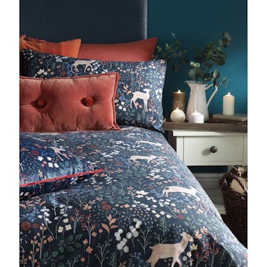 Furn Richmond Duvet Set With Woodland And Botanical Design Midnight Blue Super King Furn Richmond Duvet Set With Woodland, Spanish Super King Bed Size Australia
