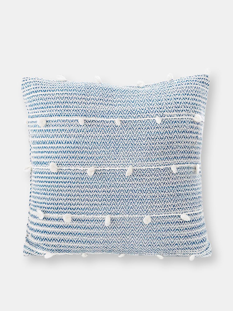 Cozy Indigo Blue Textured Stripe Pillow: image 1