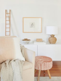 Terracotta Handwoven Striped Stool: additional image