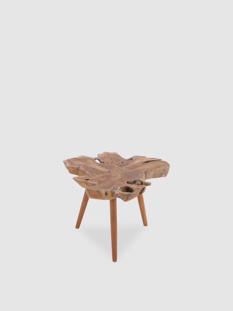 Abstract Teakwood Accent Table: image 1