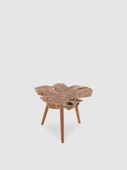 Abstract Teakwood Accent Table: image 1