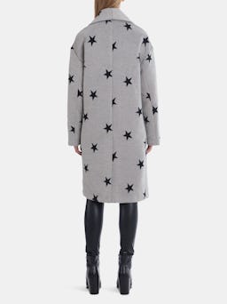 Double-Face Star Print Cocoon Coat: additional image