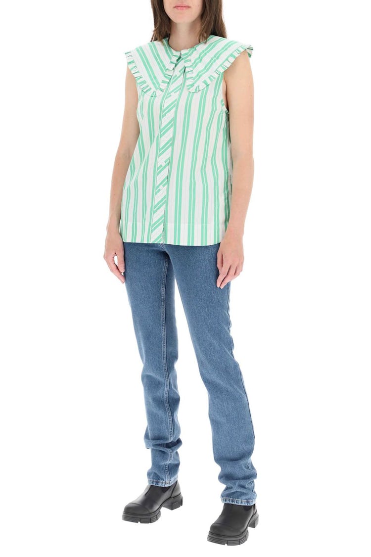 Ganni Sleeveless Shirt With Collar: additional image