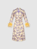 Vanilla Jacquard Coat №19 With Detachable Feather Cuffs: image 1