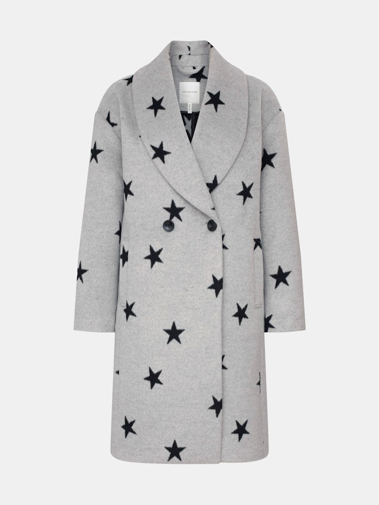 Double-Face Star Print Cocoon Coat: image 1