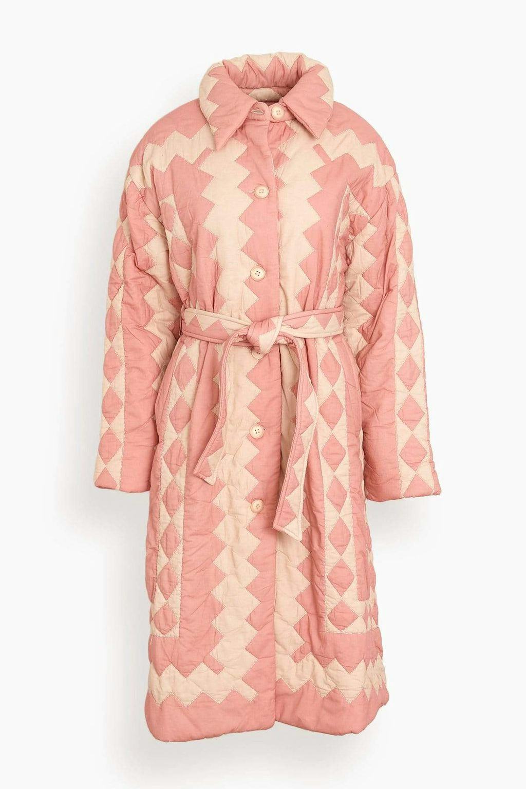 Helena Long Sleeve Coat with Belt in Pink: image 1