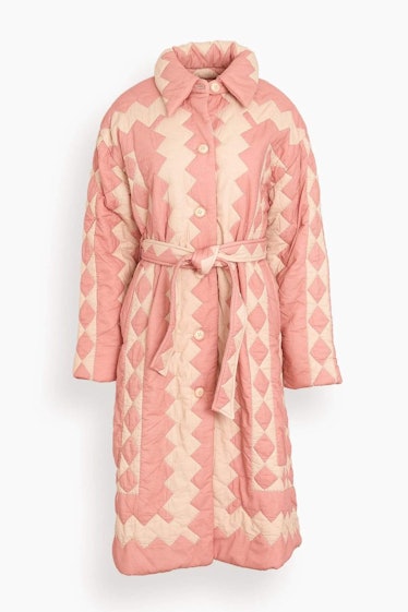 Helena Long Sleeve Coat with Belt in Pink: image 1