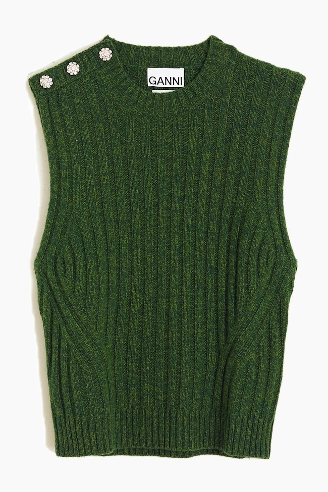 Wool Mix Vest in Kelly Green: image 1