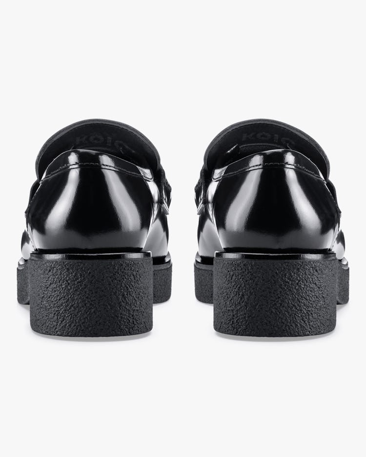 Glossed Black Bari Leather Loafer: additional image