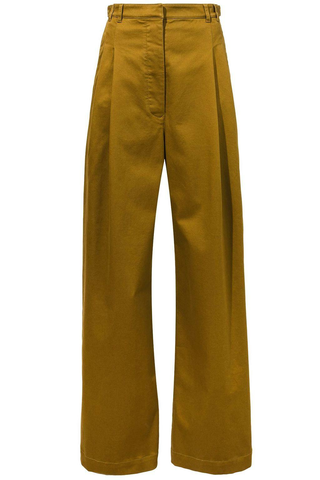 Cotton Twill Wide Leg Pants in Olive: image 1