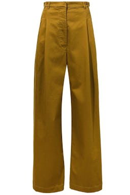 Cotton Twill Wide Leg Pants in Olive: image 1