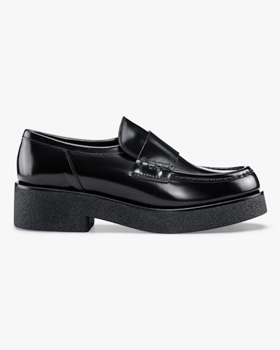 Glossed Black Bari Leather Loafer: image 1