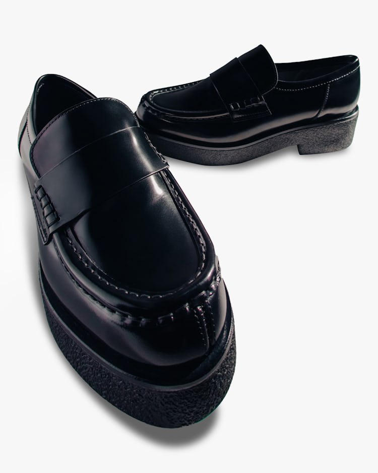 Glossed Black Bari Leather Loafer: additional image