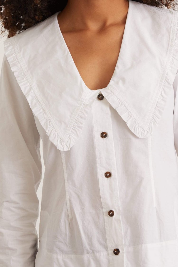 Cotton Poplin Collared Button Down in Bright White: image 1
