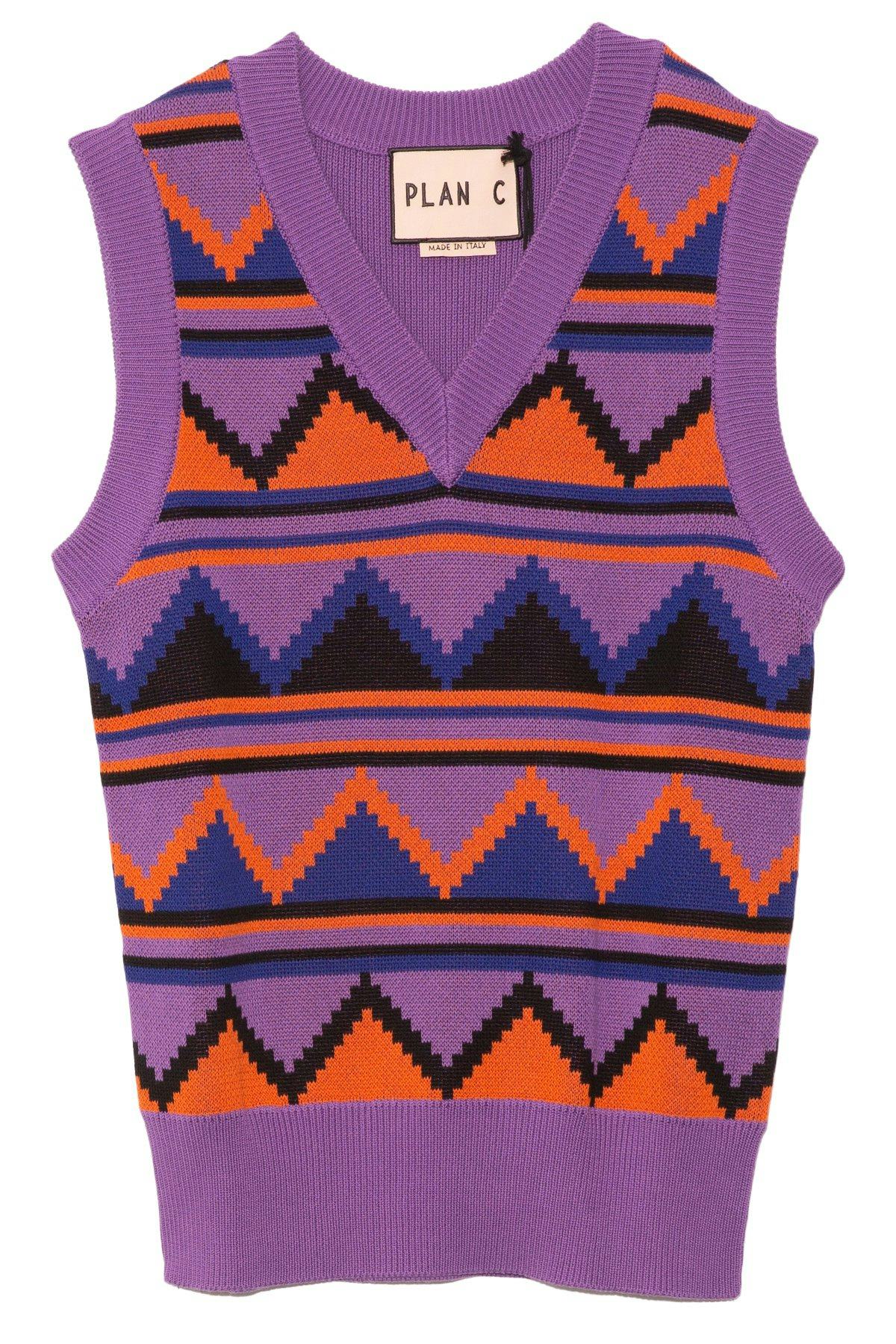 Jacquard Vest in Lilac Orange Black: image 1