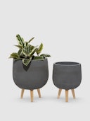 Fiber Clay Round Planters, Set Of 2: additional image