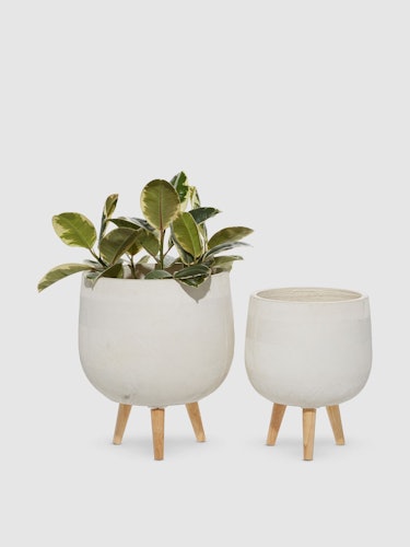 Fiber Clay Round Planters, Set Of 2: image 1