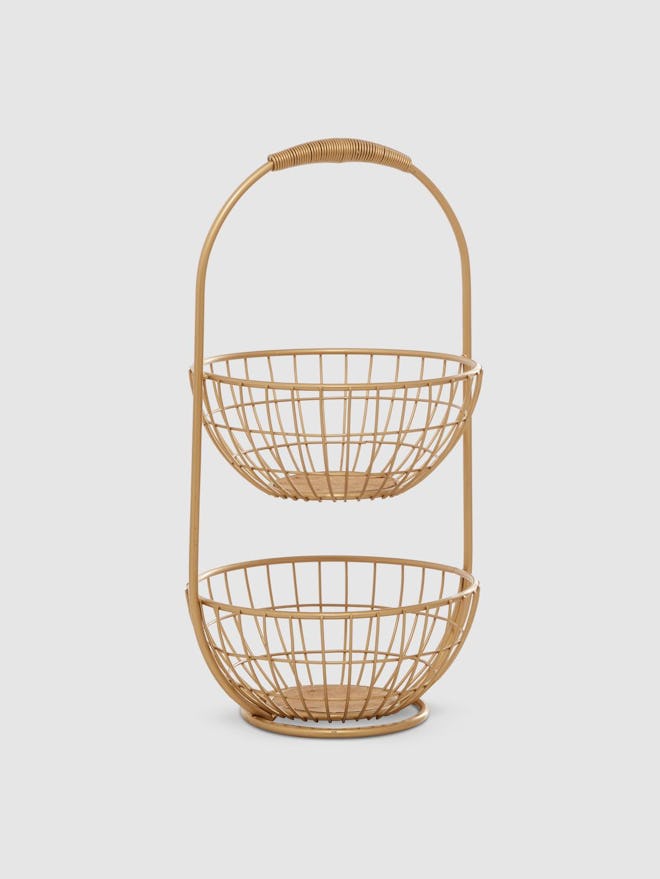 Two Tiered Mesh Basket Stand: image 1