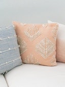 Pink Geometric Leaf Embroidered Pillow: image 1