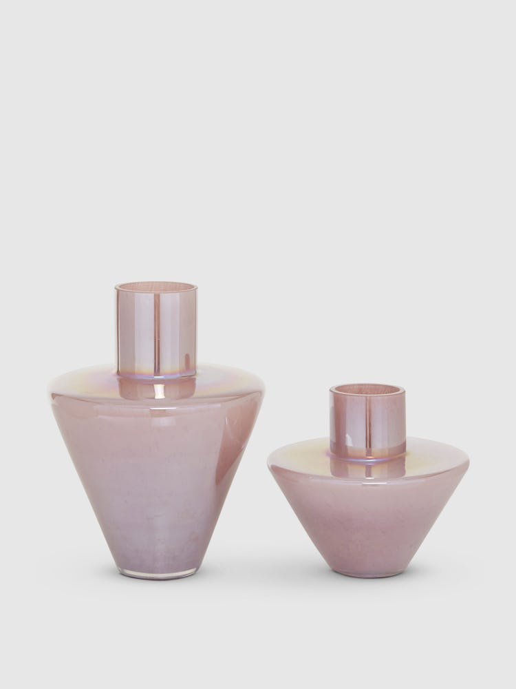 Blown Abstract Iridescent Vases - Set Of 2: image 1