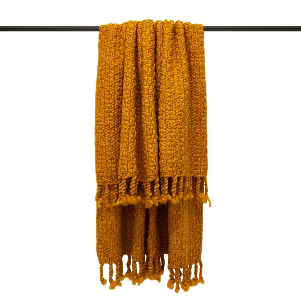 Furn Jocelyn Chunky Knit Throw (Mustard) (One Size): image 1