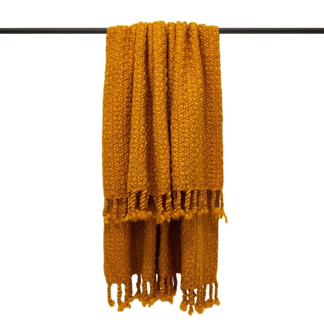 Furn Jocelyn Chunky Knit Throw (Mustard) (One Size): image 1