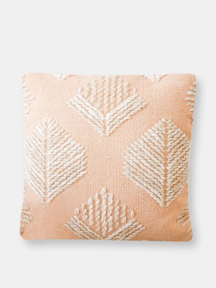 Pink Geometric Leaf Embroidered Pillow: additional image