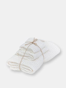 Linen waffle towel set in White: image 1