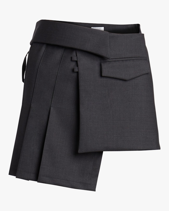 Pleated Wrap Mini Skirt: image 1